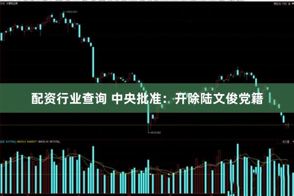 配资行业查询 中央批准：开除陆文俊党籍